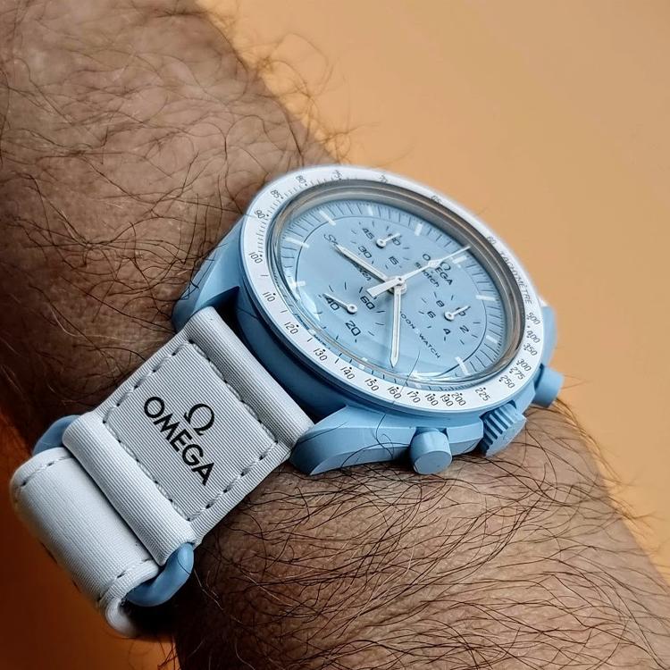 Swatch X Omega Биокерамические Часы Лунной Миссии на Уран Унисекс Белые SO33L100