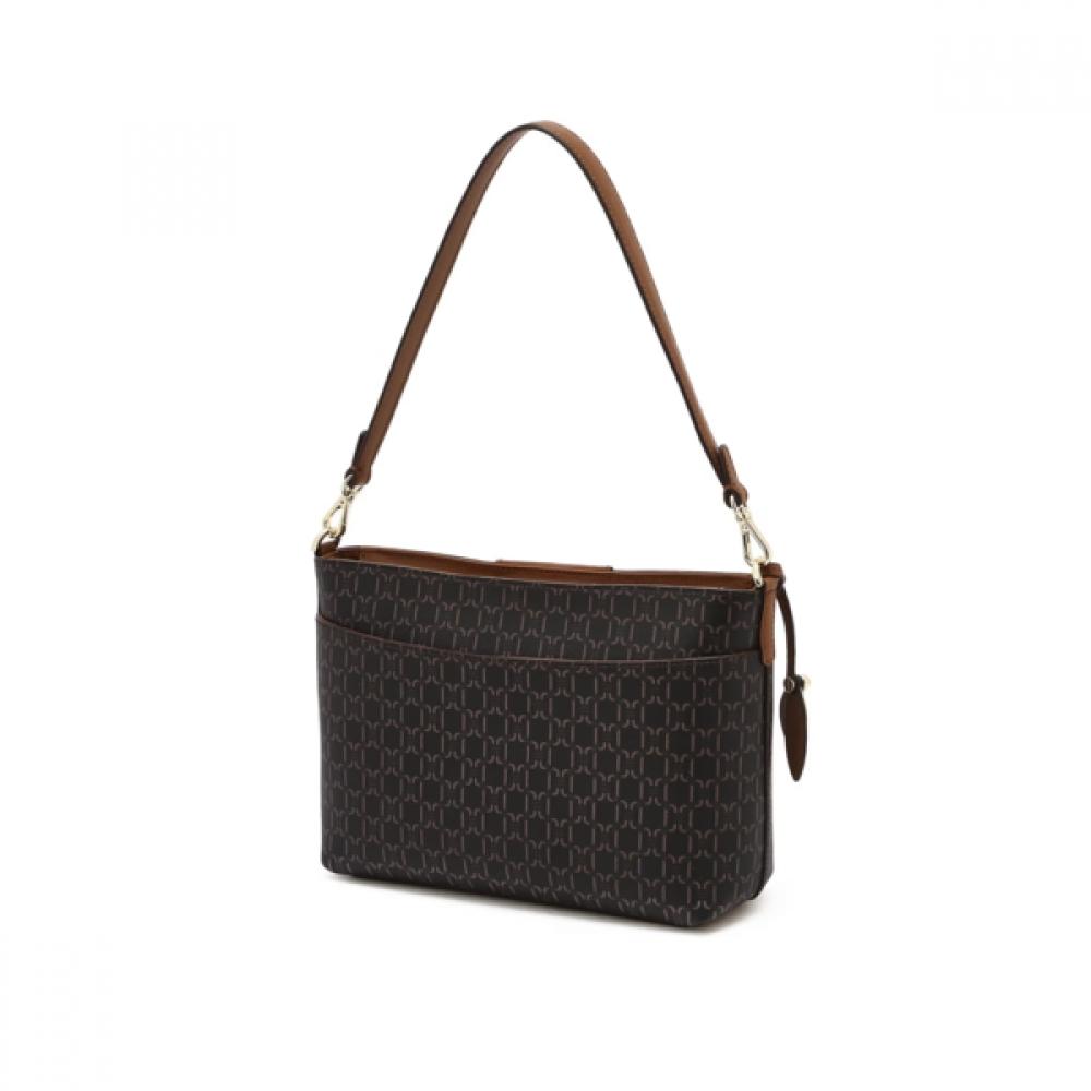 Daks Brown Leather Shoulder Bag With Logo Decoration Dcba6f867w3