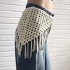 Y2K Hollow-Out Fringe Triangle Scarf For Women Spring Adjustable Layering Accessory Versatile Waist Hip Wrap  Bandana