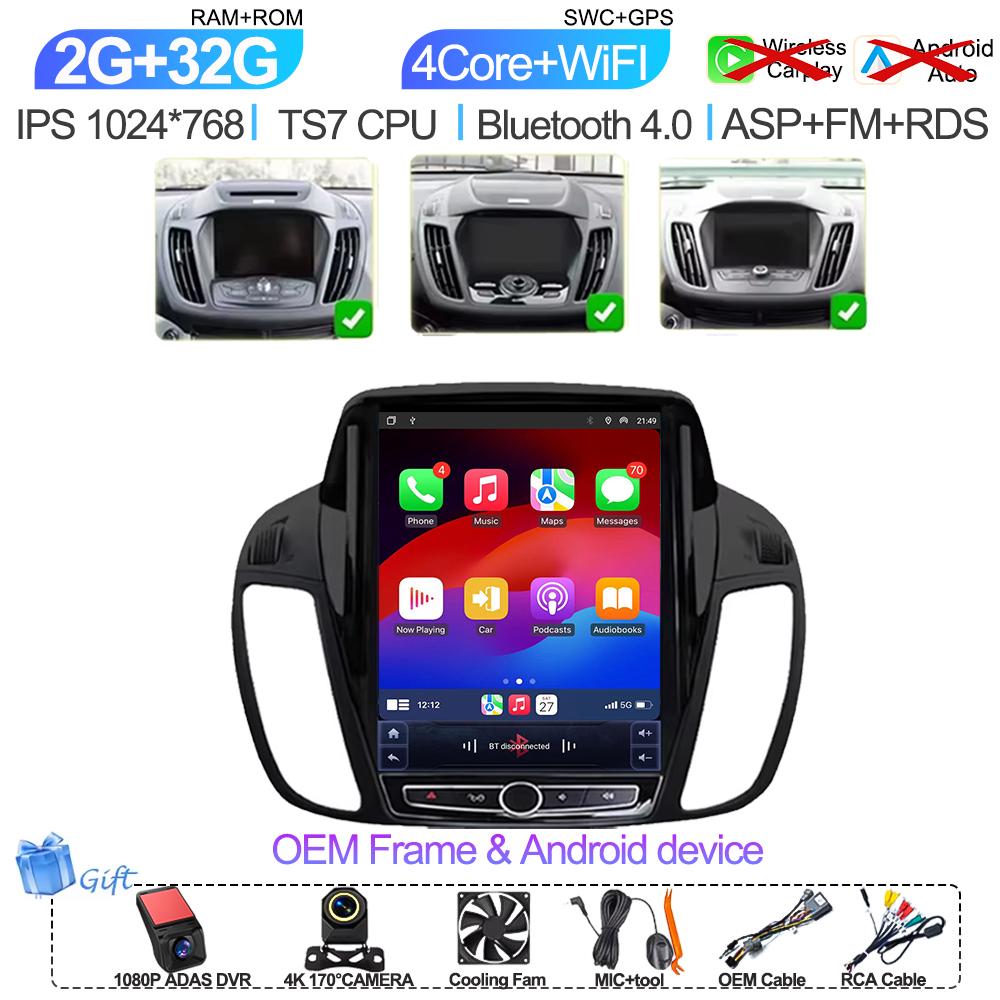 Pdzh2 9,7-дюймовый автомобильный Android Auto для Ford KUGA C-max Escape 2013 - 2015 Мультимедийный плеер Стерео Навигация GPS Головное устройство Сенсорный экран