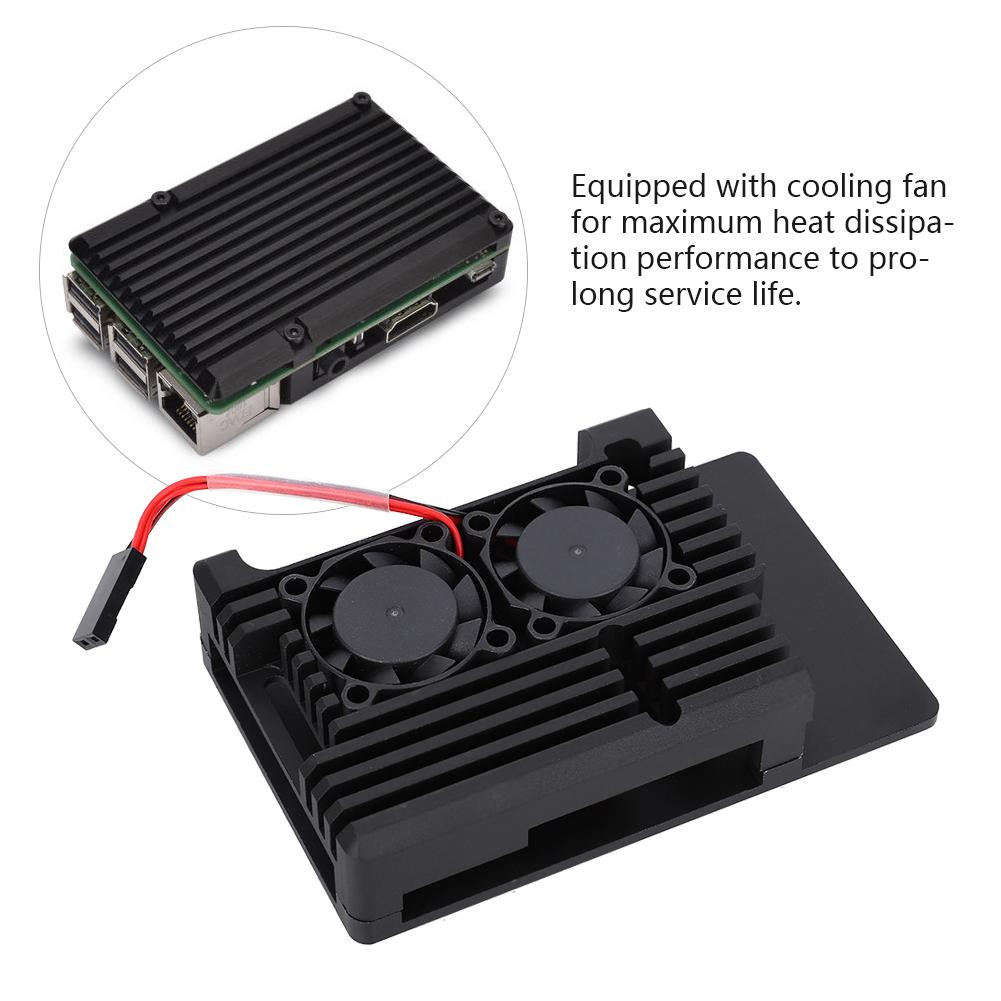 Aluminum Alloy Heat Dissipation Shell Case with Dual Fan Fit for Raspberry Pi 3 Model 2b 3b