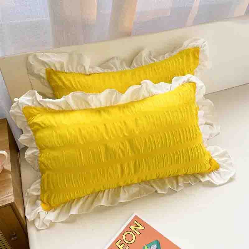 Pillowcase Princess Pillow Cover Cute Solid Color Single Lace Cushion Cover Women Removable and Replaceable Ruffle Trim