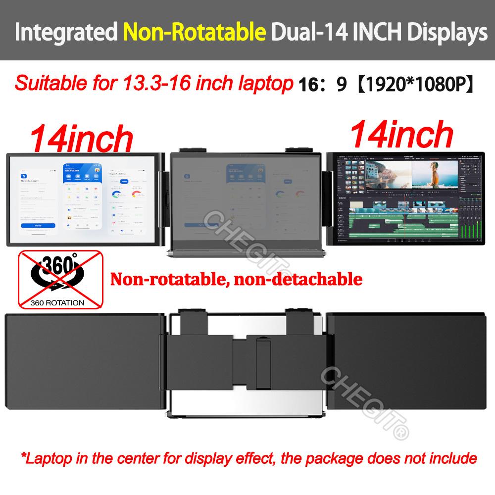 14" 14.1"Portable dual monitor FHD IPS screen Plug&Play USB-C laptop extender Triple Laptop Screen Extender  Second display