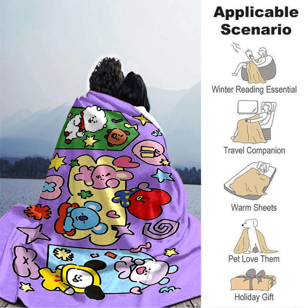 1Pc Happy Friends Celebration Blanket Soft Throw Blanket For Home Bedroom Bed Sofa Travel Office Solid Christmas Blanket