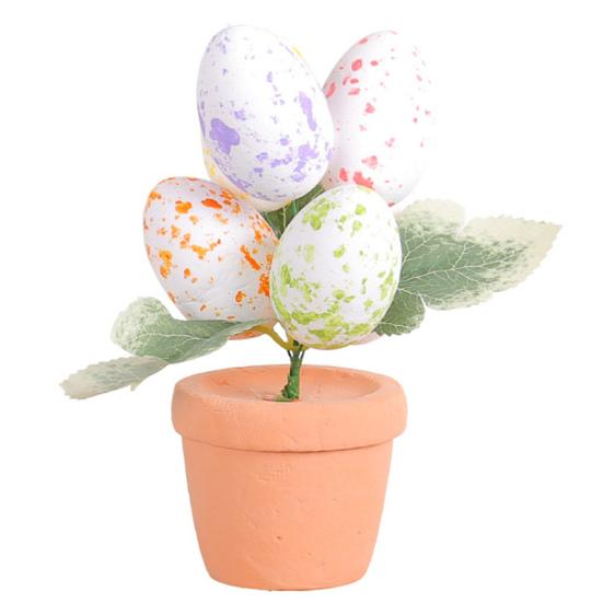 Easter Egg Bonsai Colorful Simulated Easter Egg Potted Plant DIY Foam Bunny Eggs for Home Party Decoration
