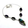 Labradorite Amethyst Gemstone 925 Silver Plated Jewelry Necklace 18"