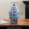 Hand-Painted Blue & White Porcelain General Jar Vase