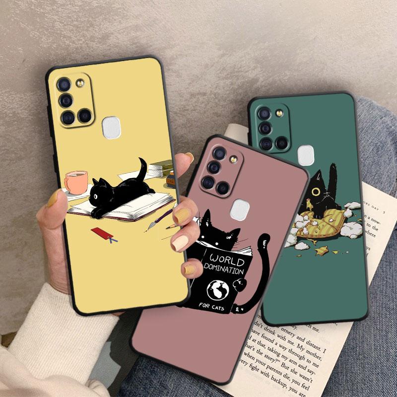 Милый чехол с изображением кота для Samsung Galaxy A20e A10 A40 A02s A03s A04s A03 Core A04 A50 A70 A10s A02 A01, мягкий черный чехол из ТПУ