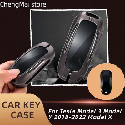 Металлический чехол-накладка для смарт-ключа автомобиля для Tesla Model 3 Model Y 2018-2022 Model X Чехол для ключа Сумка Держатель Защитник Аксессуары