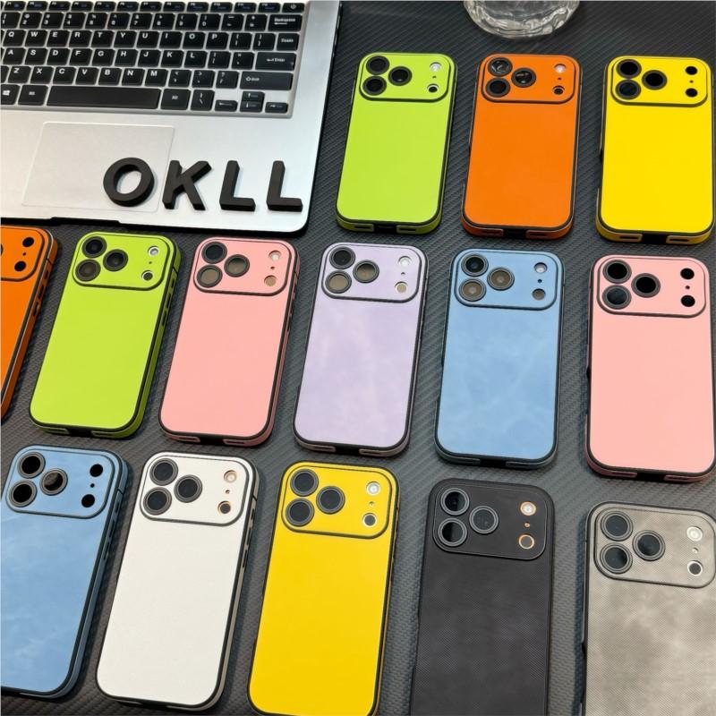 Solid Leather Phone Case for iPhone 17 Air 16 15 14 Plus 13 12 11 Pro Max Soft Silicone Bumper Matte Shockproof Cover