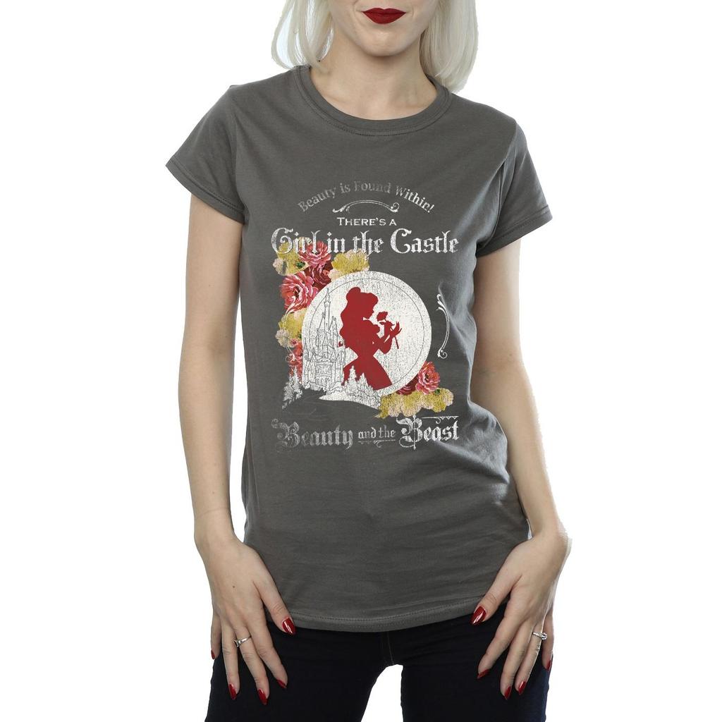 Disney Womens/Ladies Beauty And The Beast Girl in The Castle Cotton T-Shirt