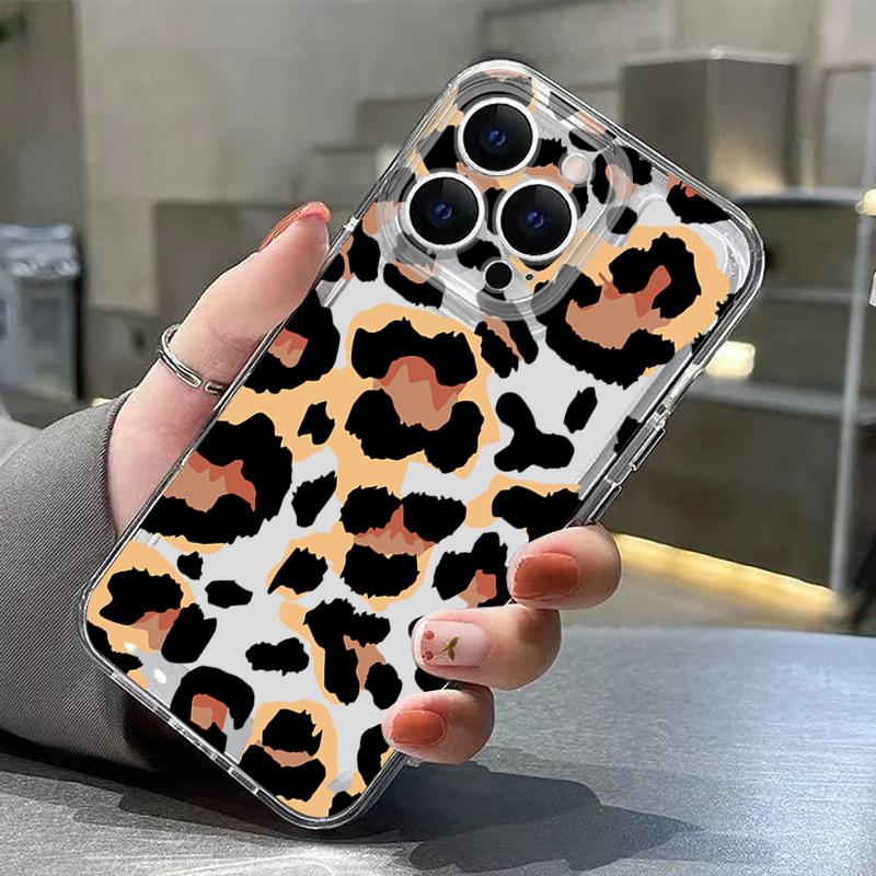 Золотой чехол с принтом леопарда для iPhone 18 Pro Max iPhone 17 16 15 14 13 Pro Max 17E 16E Ударопрочный прозрачный мягкий силиконовый чехол