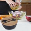 Салатница емкостью 3340 мл с крышкой, вилкой, ложкой, экологически чистый большой набор для сервировки салата из бамбукового волокна