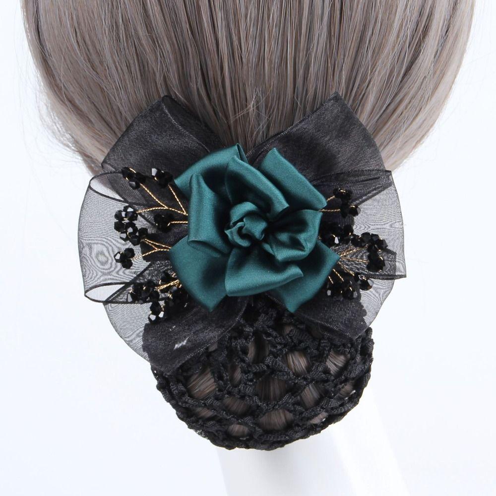 Chiffon Hairnet Cover Retro Horsetail Clip Elegant Hair Net Bag Flight Attendant