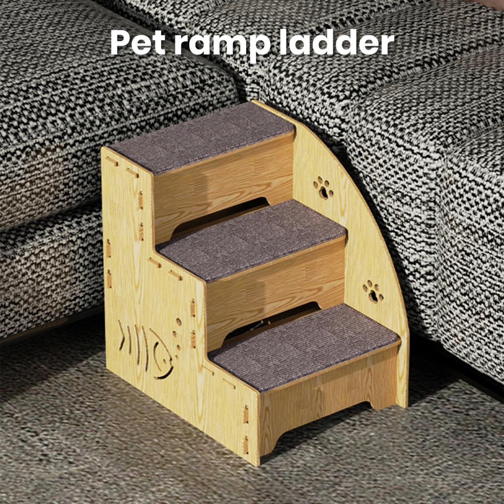 Pet Ladder for Small Dogs Detachable Pet Ladder for Dogs Cats Easy-to-install Three-step Stairs Wooden Supplies Easy To Install