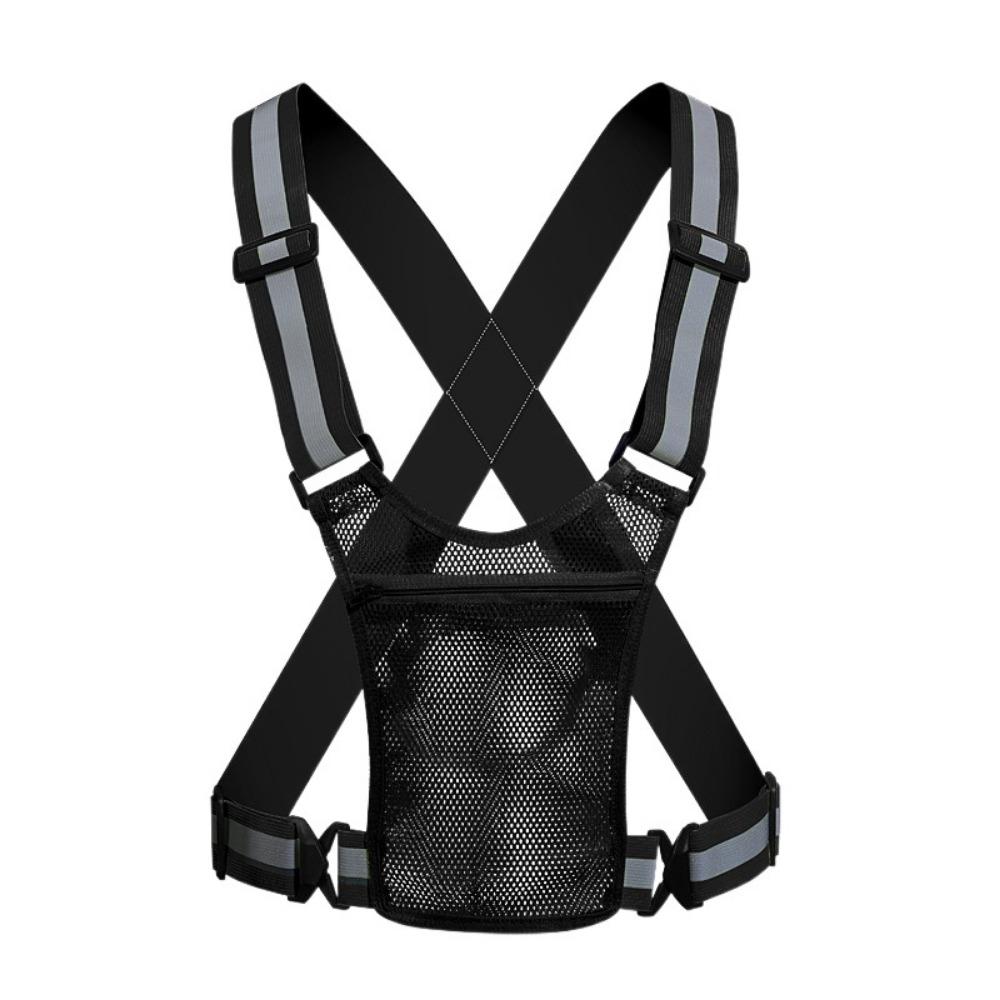 Elastic Cycling Reflective Vest with Phone Pouch Cycling Safe Jacket  Running Gear