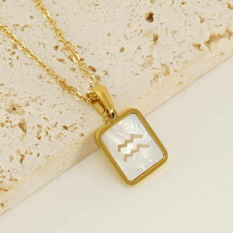 18-каратное золото нержавеющая сталь 12 созвездий ожерелье ювелирные изделия белая ракушка полая подвеска ожерелье для женщин