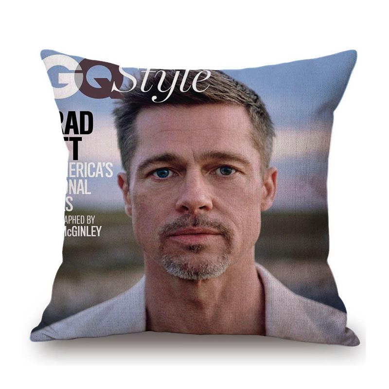 Sexy Handsome Super Star Brad Pitt Muscle Man Fans Gift Cotton Linen Sofa Throw Pillow Case Home Decoration Art Cushion Cover