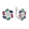 Серебряные серьги с натуральным сапфиром 3.567ct, рубином, изумрудом (2191124)