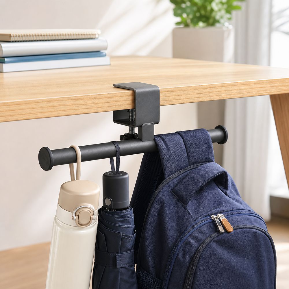 Clamp on Desk Side Hook Carbon Steel Desk Side Handbag Rack Desk Edge Hook Home Office