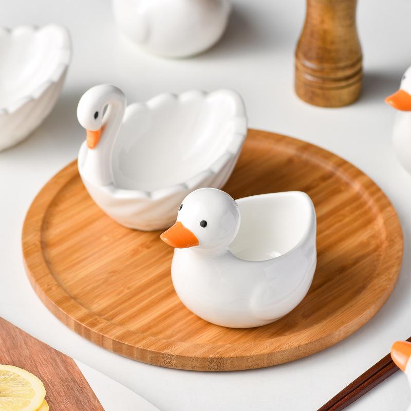 Керамическая миска Little Swan Duck 50 мл, украшение для обеденного стола, салатница, миска для закусок, столовые приборы, кухонные принадлежности, детская посуда
