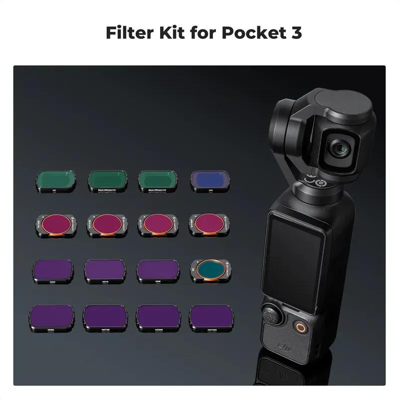 K&F CONCEPT Магнитный фильтр для объектива для DJI Osmo Pocket 3 Регулируемый ND2-32 ND32-512 УФ CPL ND/PL Black-Mist 1/4 Дополнительные фильтры