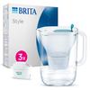 BRITA Carafe Filtrante Style Cool 2.4L Bleu Incl. 3 Cartouches MAXTRA PRO Pure Performance - Design Durable & LED Intelligente
