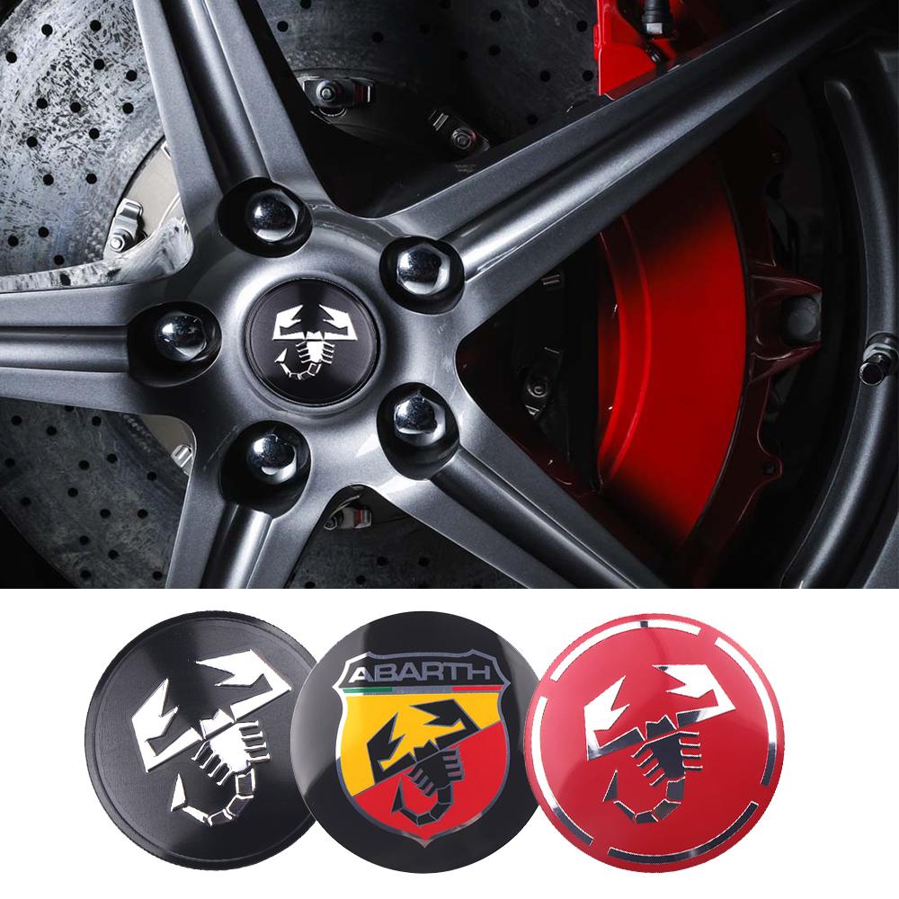 GGBFQ1 4PCS 56MM Car Wheel Center Hub Cap Rim Sticker Scorpion Decal Accessories For Fiat 500 Abarth Uno 600 Cross Fiorino Grande Panda