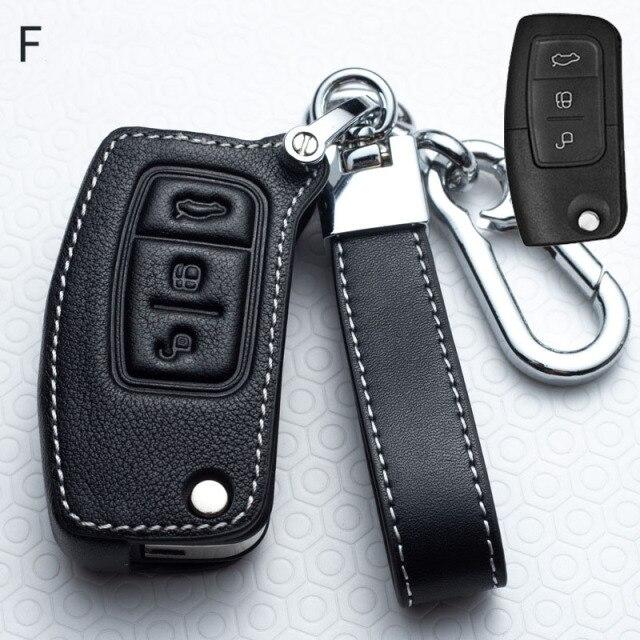 Кожаный чехол для Ford Fiesta Focus 2 Ecosport Kuga Escape Car Flip Folding Remote Key Case 3 Buttons Key Covers