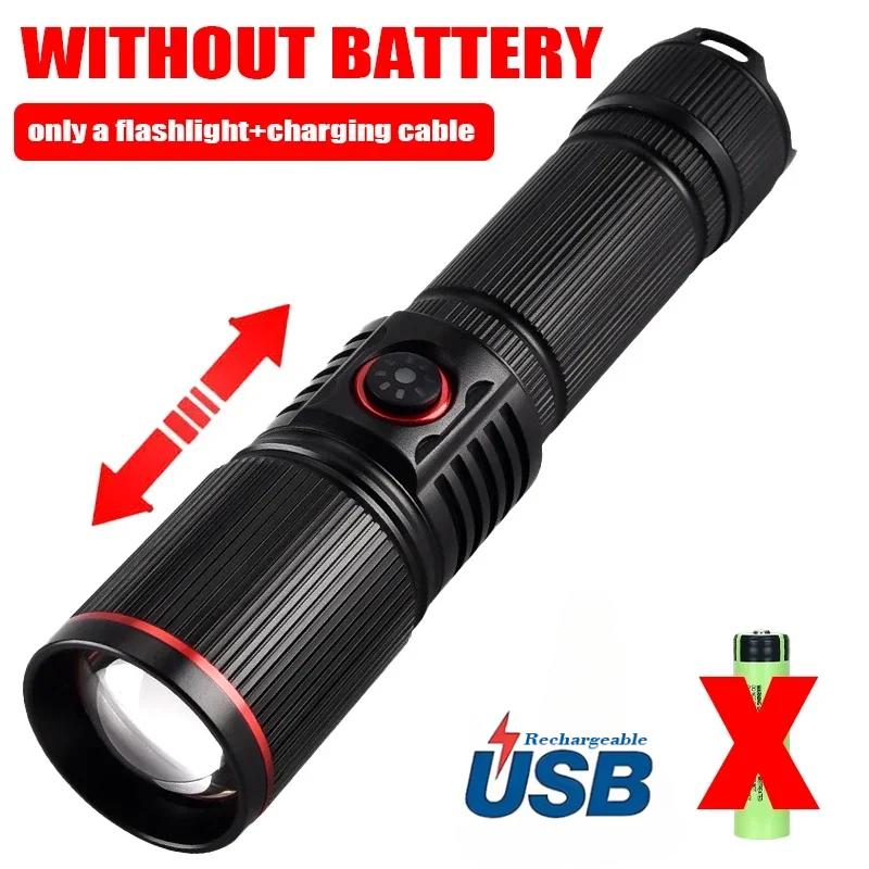 30W High Power LED Flashlight Zoom Torch USB Rechargeable Light Outdoor Camping Hunting Fishing Walking Riding Lighting Lamp