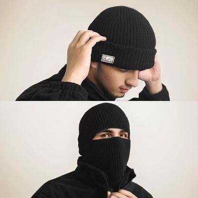Шапка-маска 2 в 1 для мужчин, зимняя балаклава, вязаная шапка, закрывающая лицо, лыжный шлем, тактические велосипедные наушники, шапка вязаная