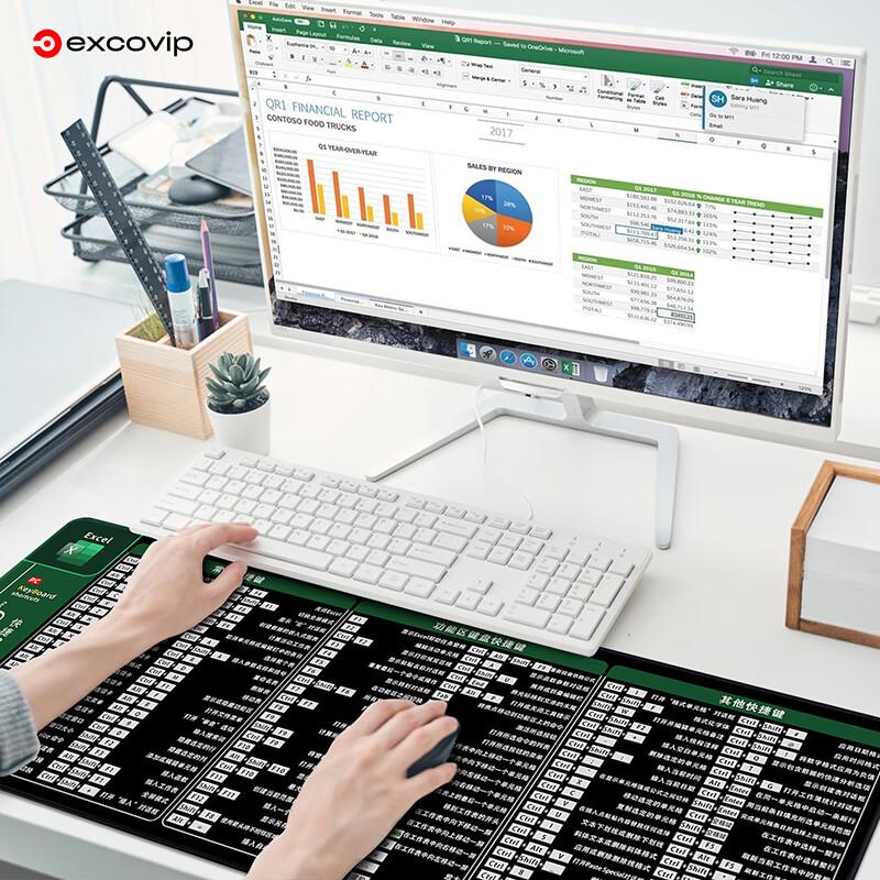 EXCO EXCEL Professional Shortcut Mouse Pad, Large Desk Mat, Laptop Office EXCEL Software Mouse Pad, Shortcut Lock Edge Gaming Keyboard Pad 0128