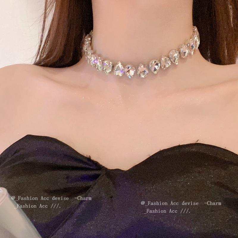 Красочное ожерелье-капля из хрусталя и страз - Легкая роскошь в корейском стиле, милый чокер для женщин