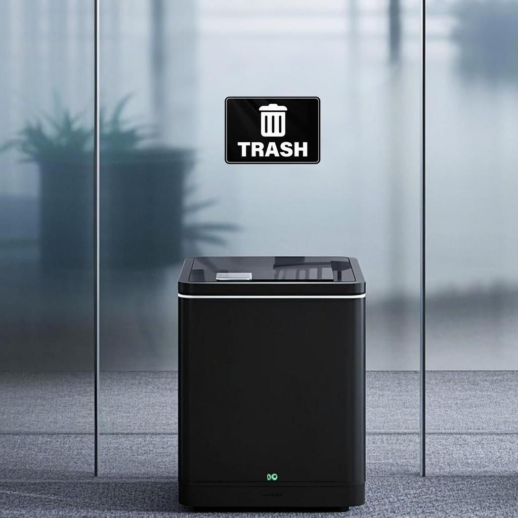 10 Pack Trash Cans Stickers 10 × 7 Inches Vinyl Weatherproof Self Adhesive Recycle Sign for Waste B Home Business