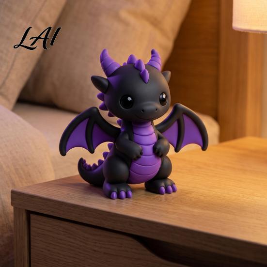 Creative Garden Sculpture 3D Printed Cute Dragon Figurine Fantasy Statue Cartoon Animal Desktop Collectible Figurine Ornament for Home Office