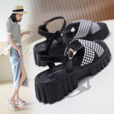 Модная женская обувь Пляж Лето 2024 Сандалии для женщин Римский стиль Открытый носок Обувь Пряжки Комфорт в предложении Лучший Vip Винтаж H F