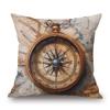 European Vintage Style Sea Ocean Compass and Map Cushion Cover Pillow Case