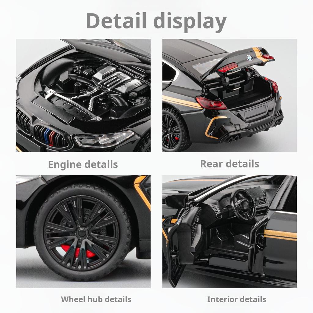 1:32 BMW M8 Exquisite Alloy Sport Car Model Simulation Racing Pull Back Toy Boys Super Car Collectible Decoration Boys Gifts