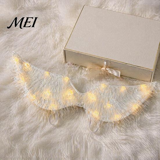 Costume Wings with Lights LED Light-Up Angle Wing, Glowing Feather Wing for Kids Girls, Accessories Fairy Props Christmas Halloween Stage Performance