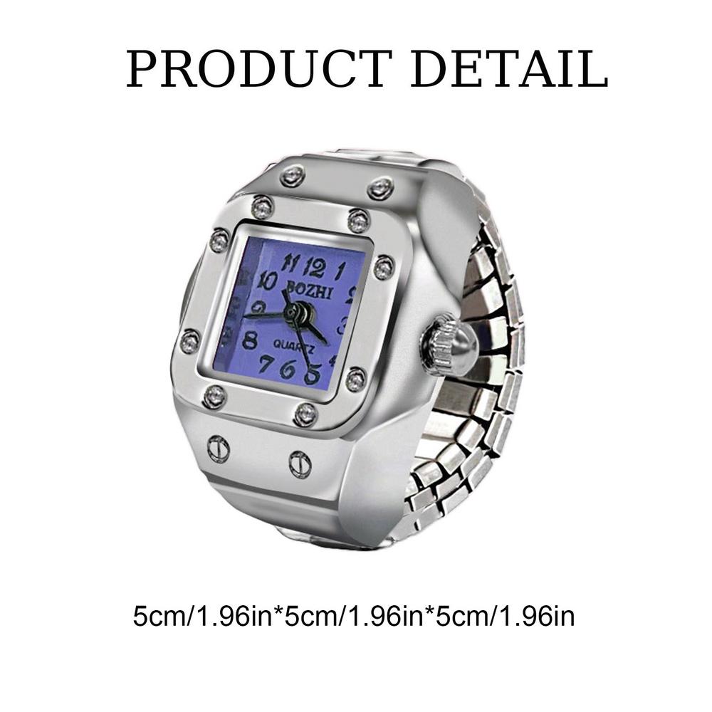 Винтажные часы в стиле панк на палец, мини-часы из сплава с эластичным ремешком, кольца для пары, ювелирные часы, ретро, ​​римские кварцевые часы, кольцо