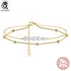 ORSA JEWELS Многослойный браслет на лодыжку с цепочкой из натурального жемчуга для женщин и девушек, серебро 925 пробы, модный, летний, пляжный, браслеты на ногу, украшения SA50