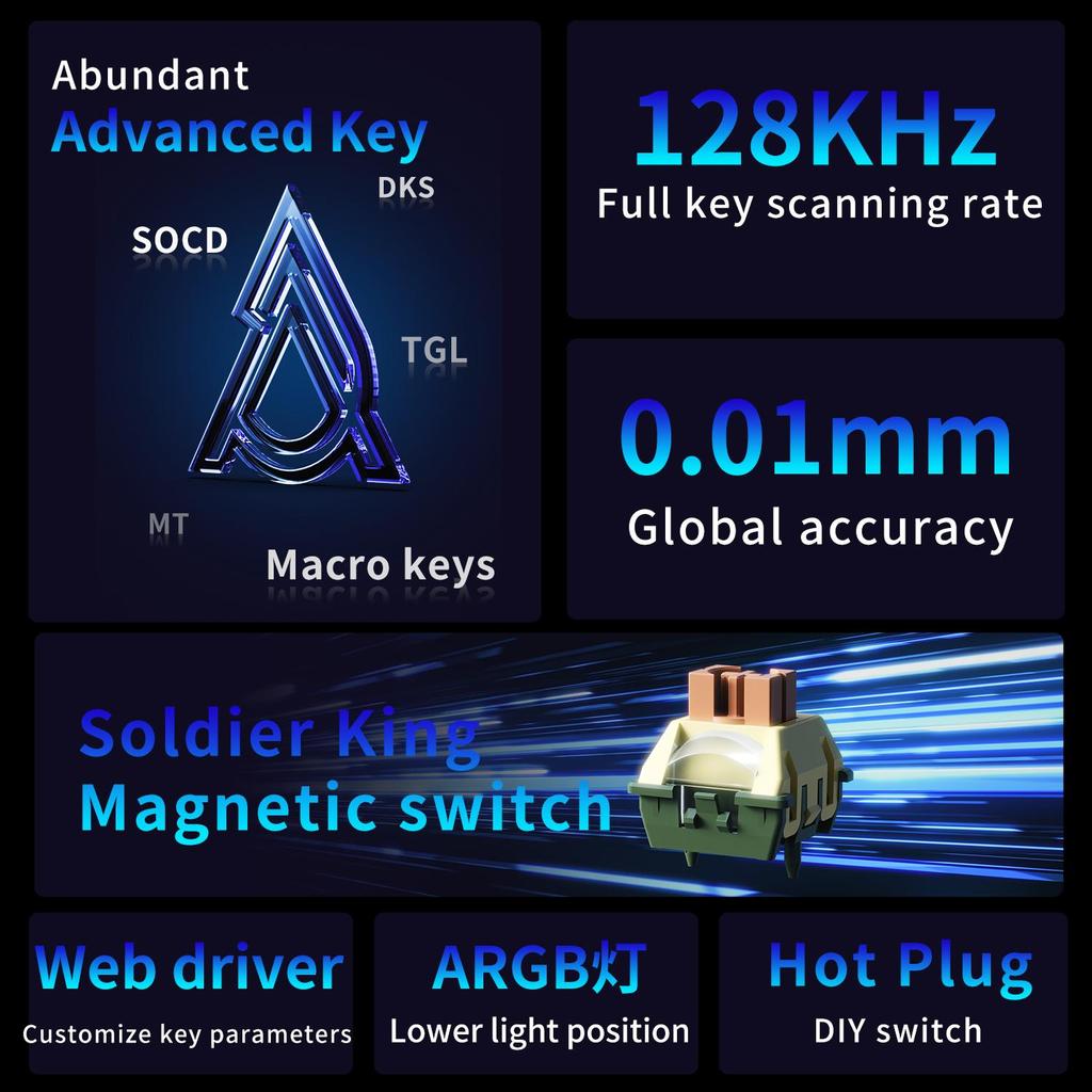 Ajazz Игровая клавиатура AK980 MAX с RGB-подсветкой, проводная