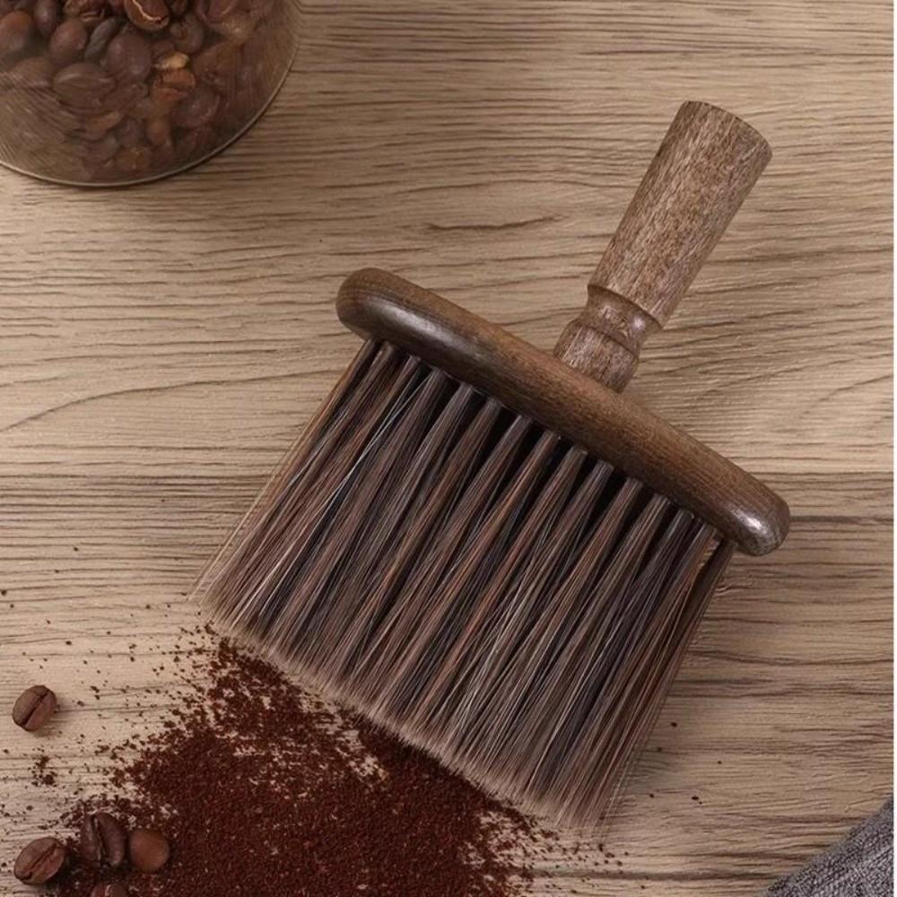 Nylon Espresso Machine Brush Walnut Wood Dust Clean Brush Camera Lens