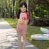 2025 Girls' Pink Ice Cream One-Piece Quick-Drying Swimsuit - Small & Medium