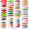 56pcs Artificial Fishing Lures Minnow Hard Bass Bait Floating Carp Lure Kits Peche Leurre Fish Bait Set