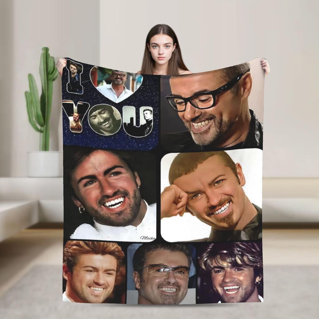 Плед-коллаж George Michael Качественное Теплое Мягкое Постельное Белье Пледы Зимний Детская Гостиная Эстетичное Покрывало