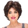 Synthetic Short Curly Wig for Women Wigs With Bangs Natural Mixed Brown Ladies Wig Daily Use Heat Resistant Fiber