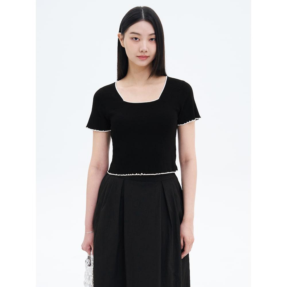 8SECONDS Square Neck Crop Pullover Black