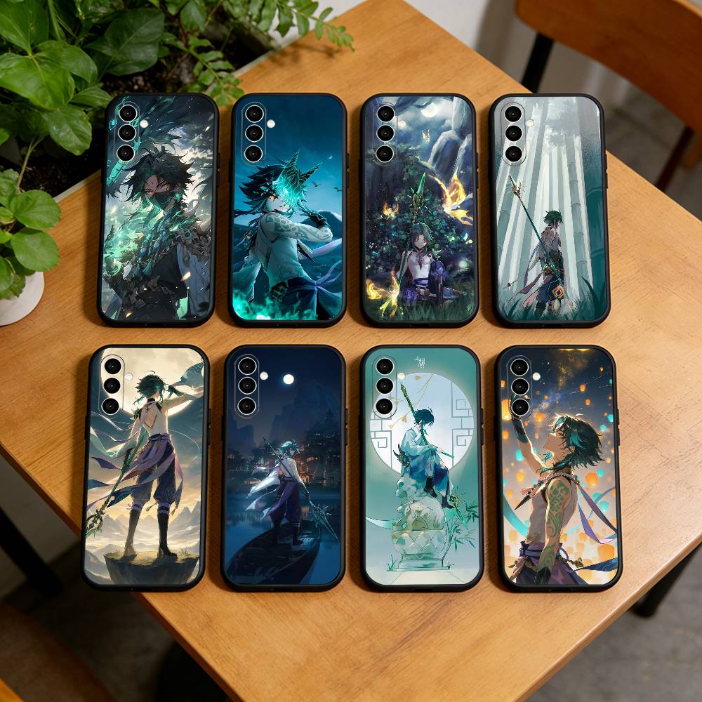 Чехол для телефона G-Genshin Impact Xiao для Samsung Galaxy A73, A72, A71, A70, A53, A52, A51, Мягкий силиконовый черный чехол