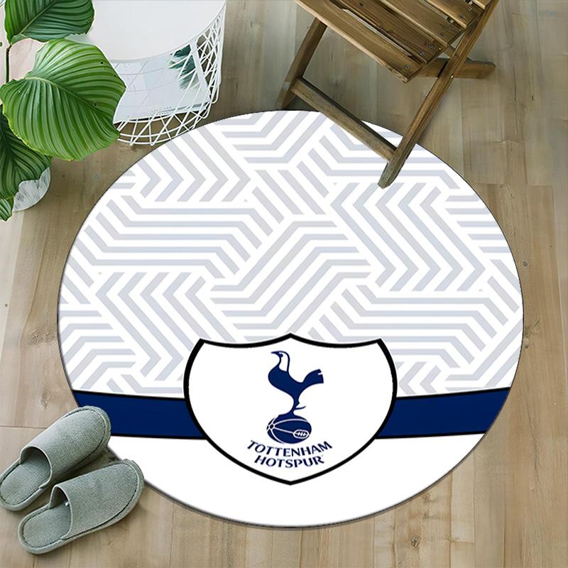 1pc T-Tottenham Hotspur Carpet, Round Rug, Comfortable, Suitable for Entryways, Living Rooms, Office, And Bedrooms, Christmas Decoration
